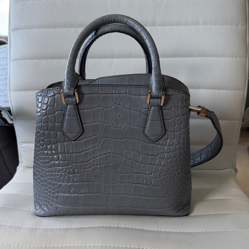 Tory Burch Gray Crocodile Embossed Satchel - Picture 2 of 8